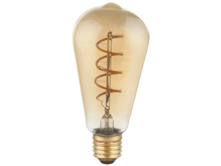 GLOBO DUBAN LED Leuchtmittel messing, Glas amber, E27 Edison LED Filament, Birnenform,