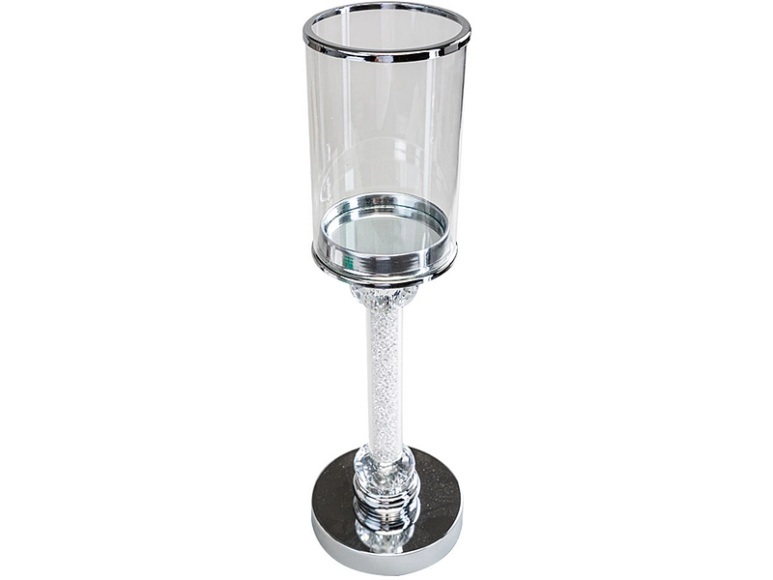 Windlicht PEYTON Ø13x36cm Glas durchsichtig, silber