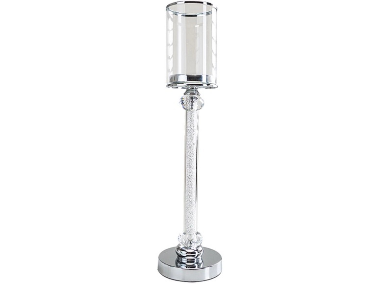 Windlicht PEYTON Ø13x52cm Glas durchsichtig, silber