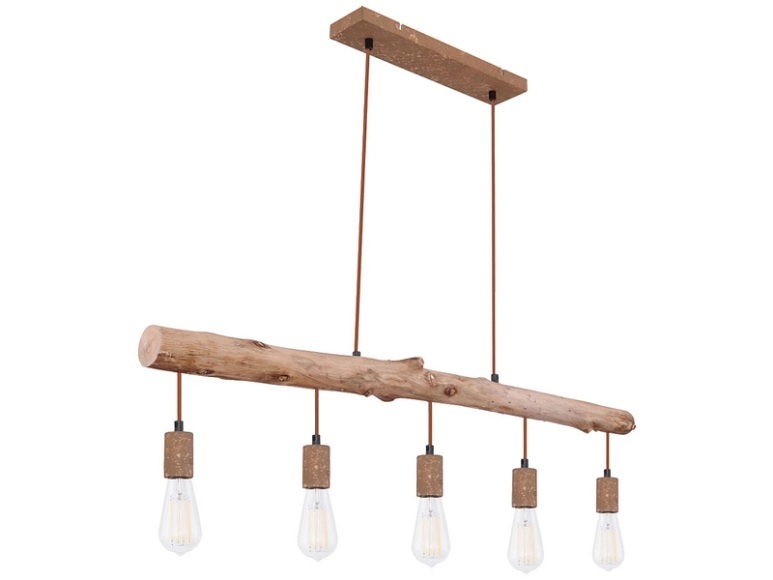 Hängelampe WOODY 100x140cm 5x40W natürliches holz