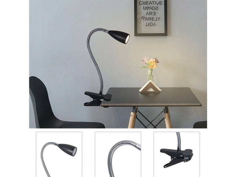 Bürolampe LED CLIP 38cm 3W schwarz