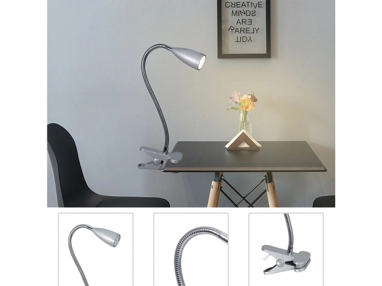Bürolampe LED CLIP 38cm 3W silberfarben