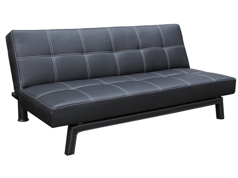 Bettsofa BANZA Synthetisches Leder schwarz