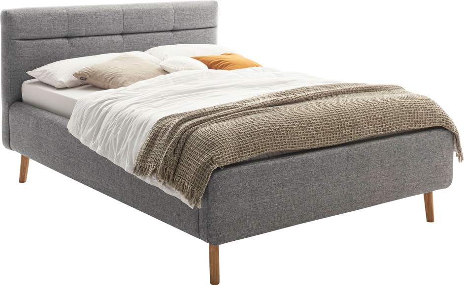 Bett LOTTE 140x200cm furniert / stoff grau