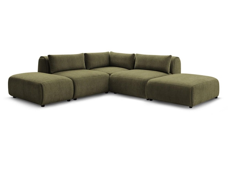 Ecksofa BOBOCHIC JEANNE Stoff mit Textur grün