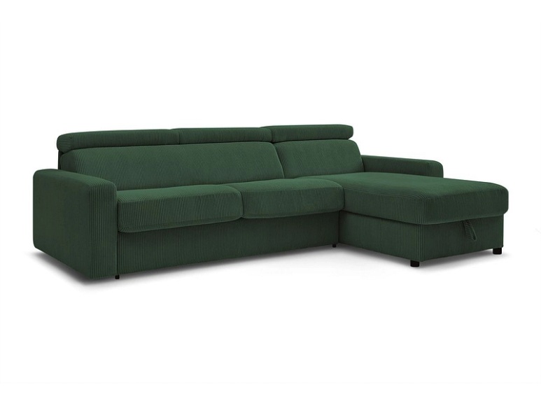 Ecksofa BOBOCHIC MONACO Cord-Stoff grün