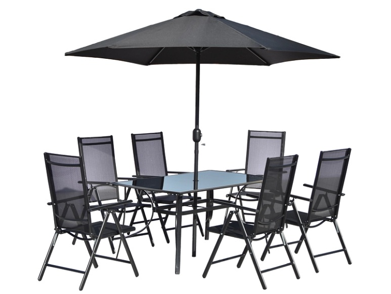 Set Gartentisch und Gartenstühle BARBADE Aluminium schwarz