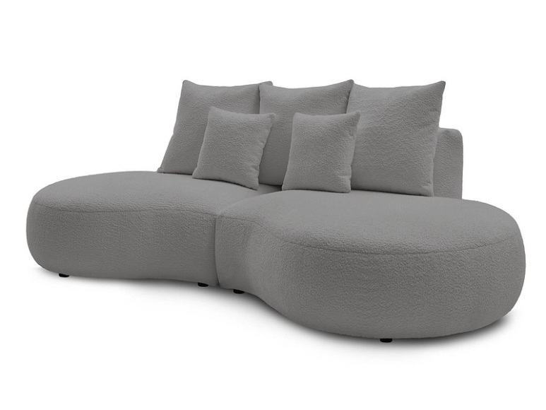 3er Sofa BOBOCHIC SAINT-GERMAIN Boucle-Stoff hellgrau