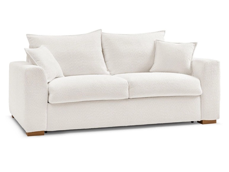 Bettsofa BOBOCHIC AUGUSTIN Boucle-Stoff weiss