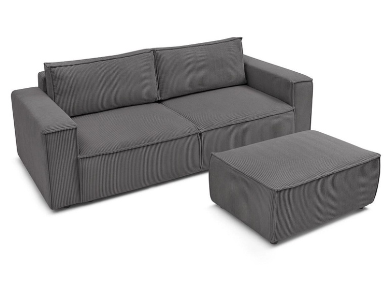 3er Sofa BOBOCHIC NIHAD Cord-Stoff dunkelgrau