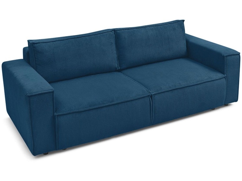 3er Sofa BOBOCHIC NIHAD Cord-Stoff dunkelblau