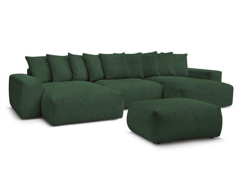 Wohnlandschaft BOBOCHIC VOLTAIRE Cord-Stoff grün