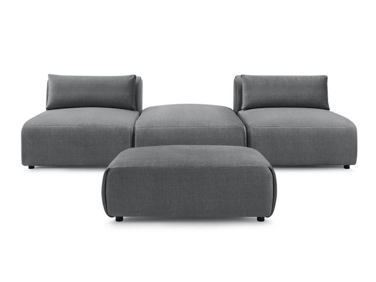 3er Sofa BOBOCHIC JEANNE Samt dunkelgrau
