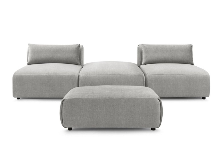 3er Sofa BOBOCHIC JEANNE Samt hellgrau