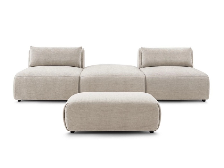 3er Sofa BOBOCHIC JEANNE Stoff mit Textur beige