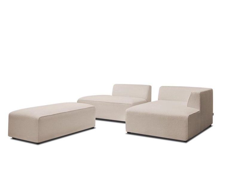 Ecksofa BOBOCHIC MEGEVE Boucle-Stoff beige