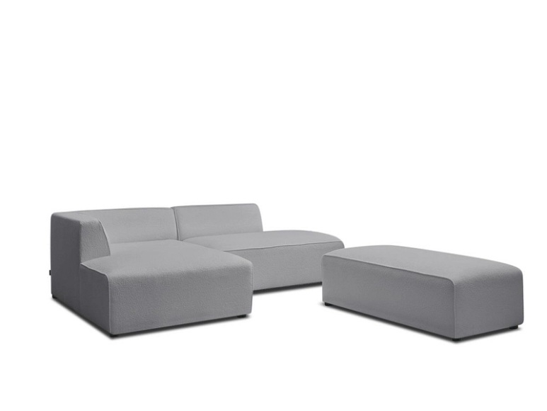 Ecksofa BOBOCHIC MEGEVE Boucle-Stoff hellgrau