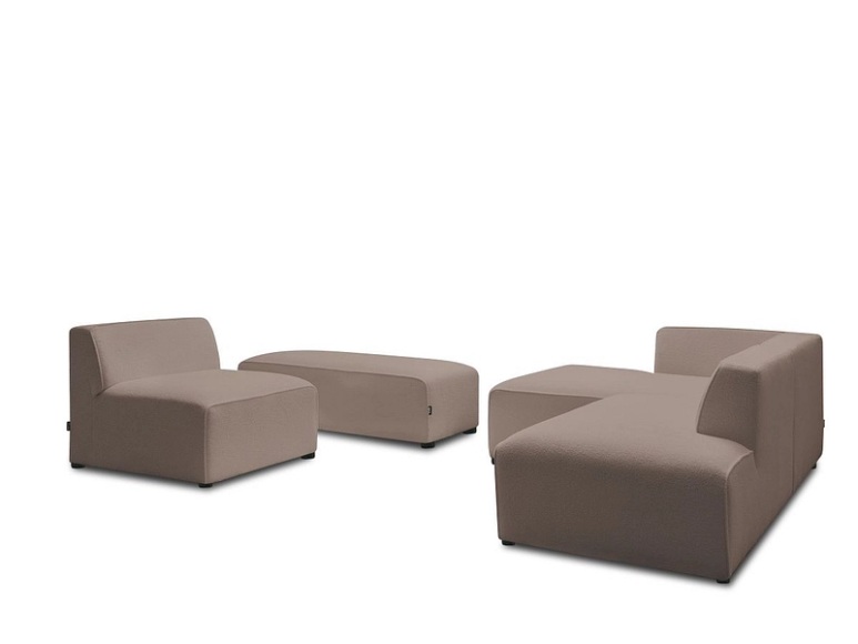 Ecksofa BOBOCHIC MEGEVE Boucle-Stoff rotbraun