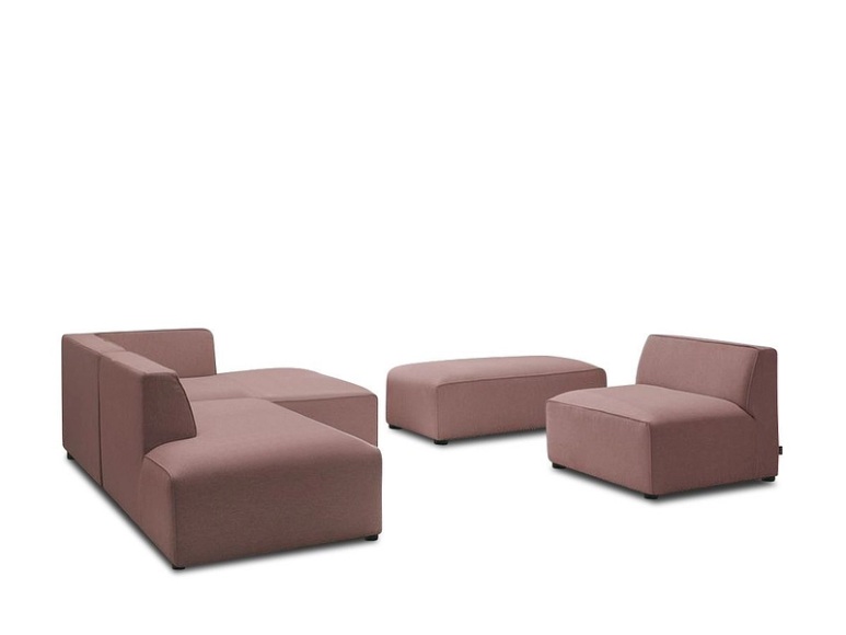 Ecksofa BOBOCHIC MEGEVE Stoff chiniert rosa