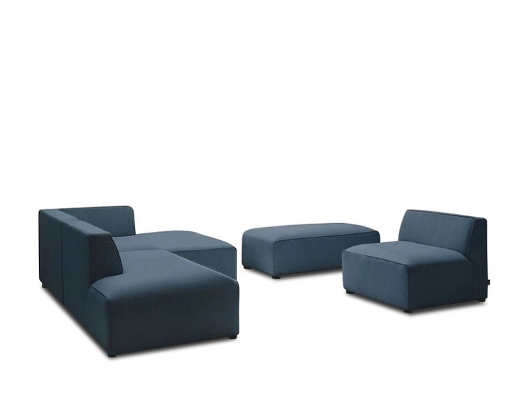 Ecksofa BOBOCHIC MEGEVE Stoff chiniert dunkelblau