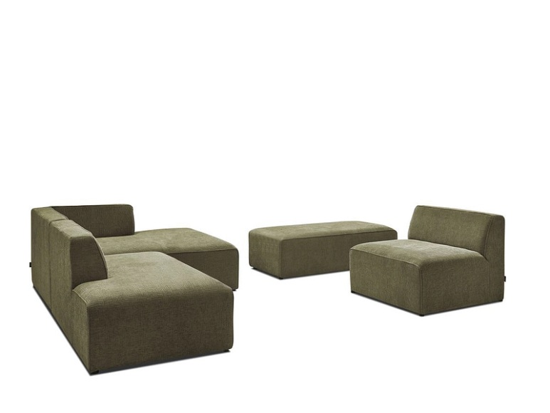 Ecksofa BOBOCHIC MEGEVE Stoff mit Textur grün
