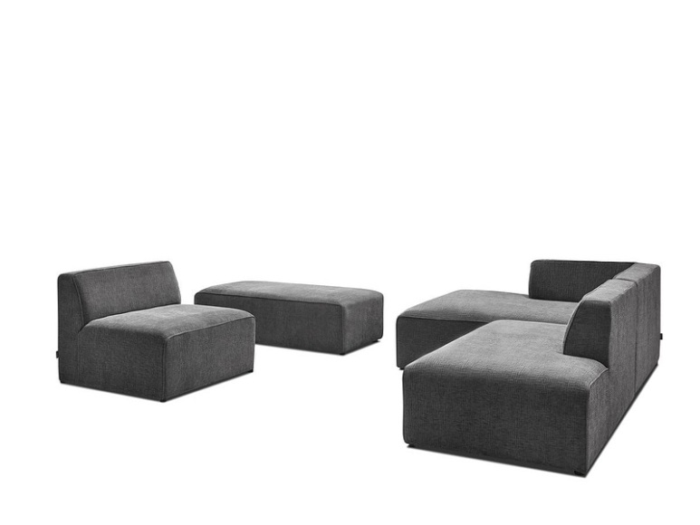 Ecksofa BOBOCHIC MEGEVE Stoff mit Textur dunkelgrau