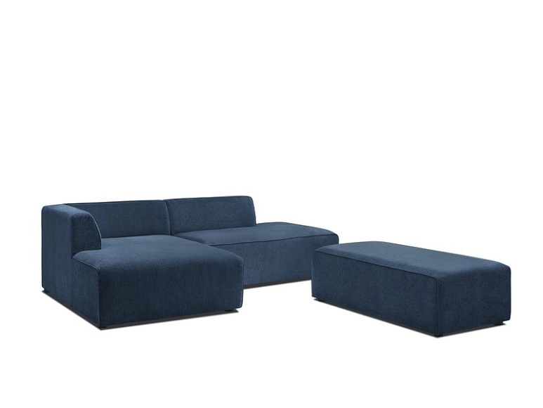 Ecksofa BOBOCHIC MEGEVE Stoff mit Textur dunkelblau
