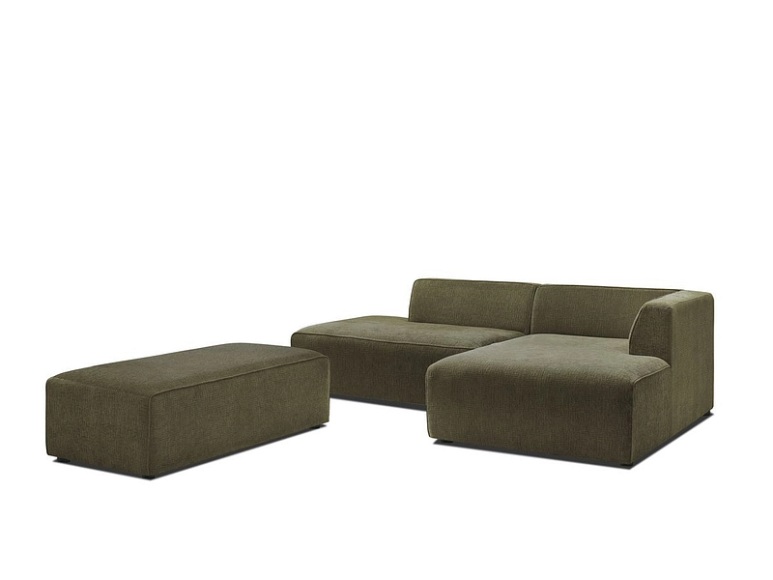 Ecksofa BOBOCHIC MEGEVE Stoff mit Textur grün