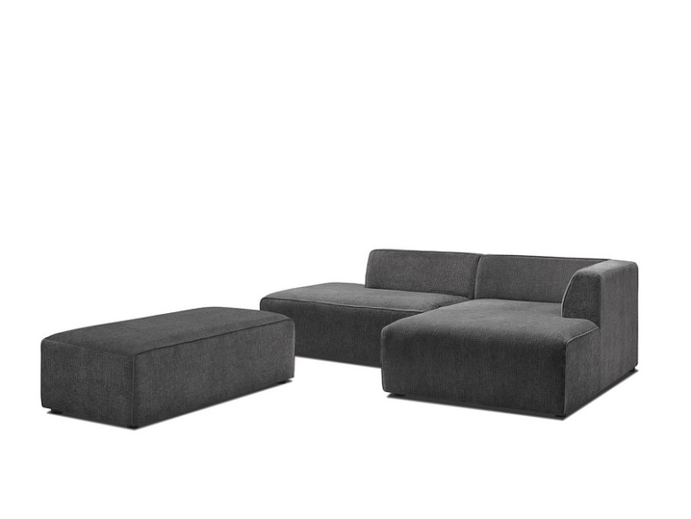 Ecksofa BOBOCHIC MEGEVE Stoff mit Textur dunkelgrau