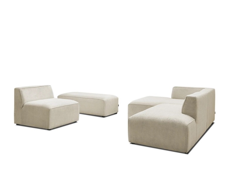 Ecksofa BOBOCHIC MEGEVE Cord-Stoff beige