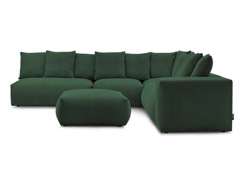 Ecksofa BOBOCHIC VOLTAIRE Cord-Stoff grün