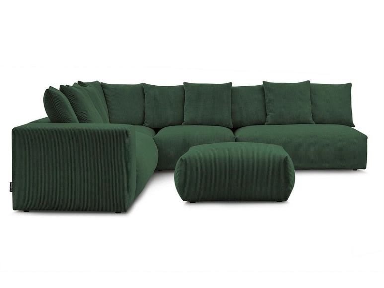 Ecksofa BOBOCHIC VOLTAIRE Cord-Stoff grün