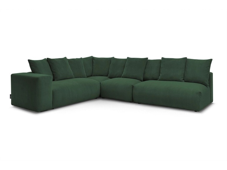 Ecksofa BOBOCHIC VOLTAIRE Cord-Stoff grün