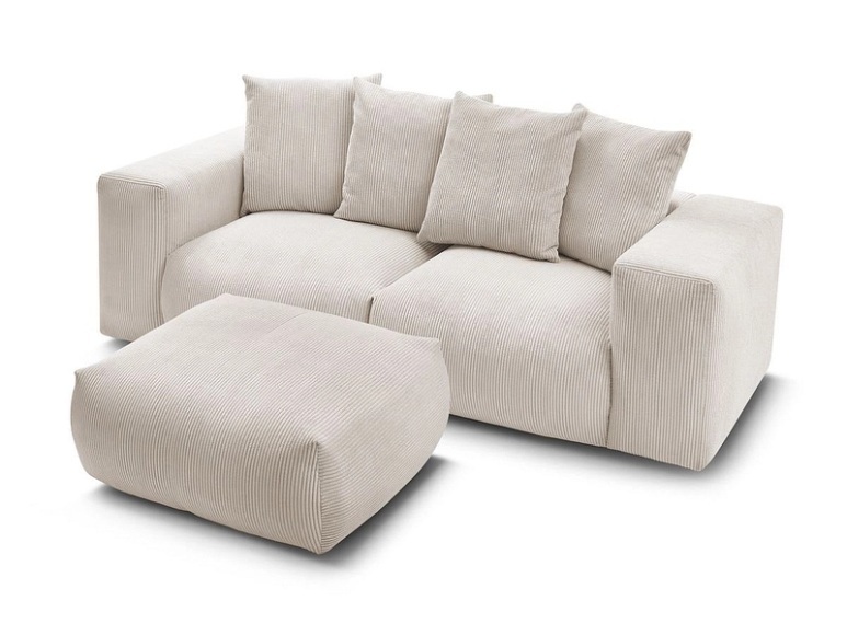 3er Sofa BOBOCHIC VOLTAIRE Cord-Stoff beige