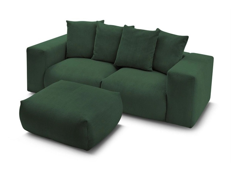 3er Sofa BOBOCHIC VOLTAIRE Cord-Stoff grün