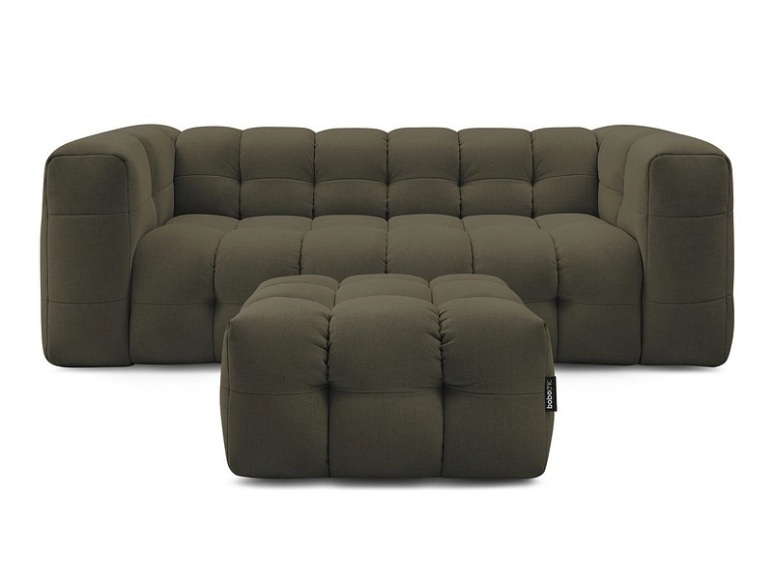 3er Sofa mit Hocker BOBOCHIC CLOUD Stoff grün