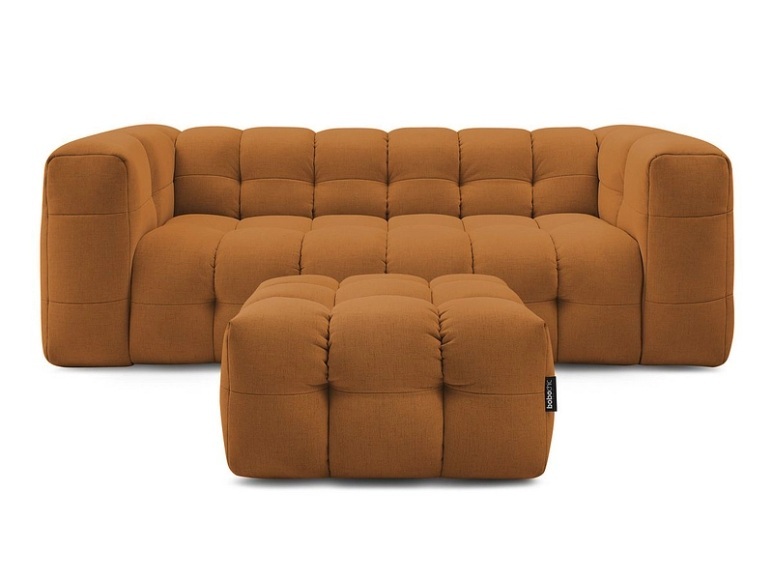 3er Sofa mit Hocker BOBOCHIC CLOUD Stoff gelb
