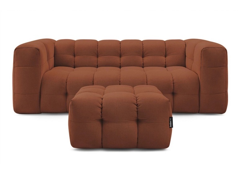 3er Sofa mit Hocker BOBOCHIC CLOUD Stoff orange