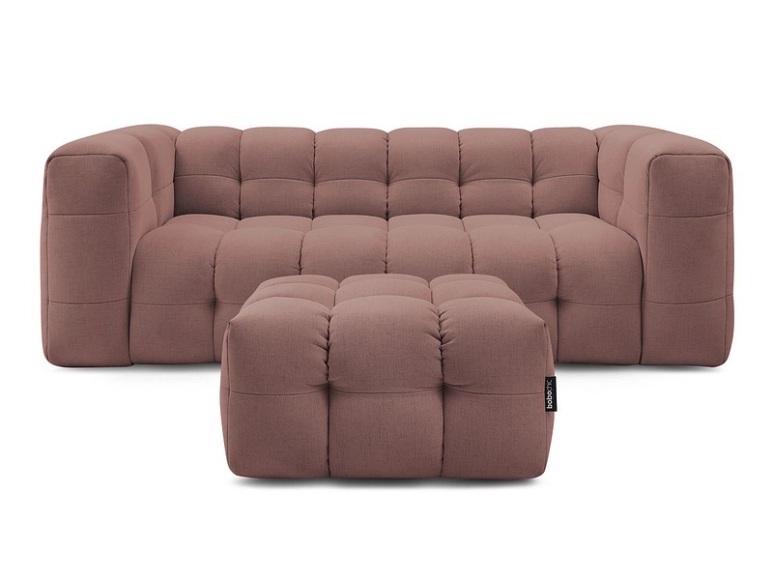 3er Sofa mit Hocker BOBOCHIC CLOUD Stoff rosa