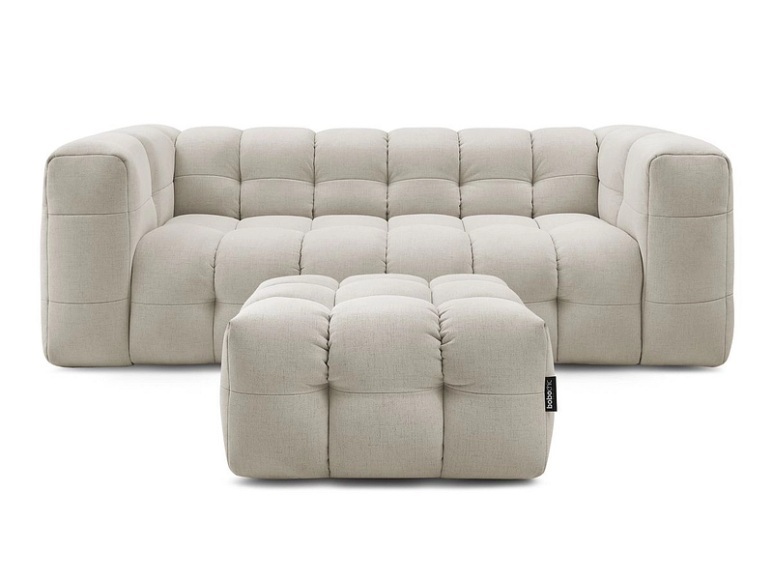 3er Sofa mit Hocker BOBOCHIC CLOUD Stoff beige