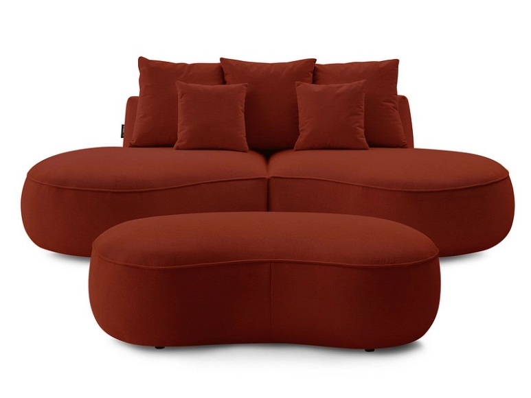 2er + 3er Sofa BOBOCHIC SAINT-GERMAIN Stoff mit Textur rot