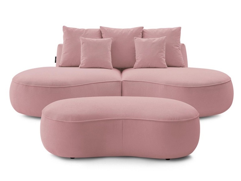 2er + 3er Sofa BOBOCHIC SAINT-GERMAIN Stoff mit Textur rosa