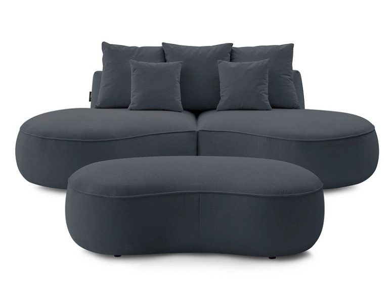 2er + 3er Sofa BOBOCHIC SAINT-GERMAIN Stoff mit Textur dunkelgrau