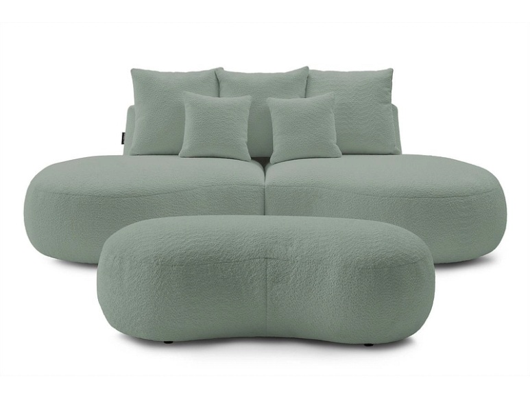 2er + 3er Sofa BOBOCHIC SAINT-GERMAIN Boucle-Stoff grün