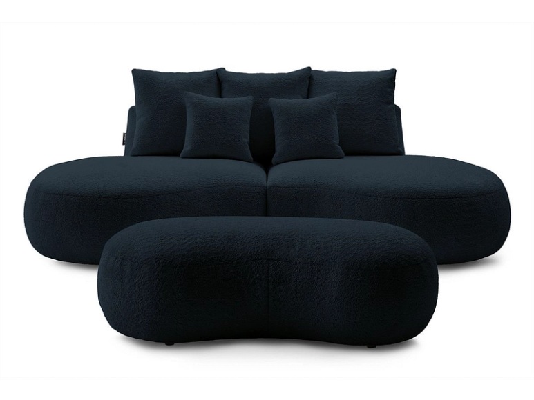 2er + 3er Sofa BOBOCHIC SAINT-GERMAIN Boucle-Stoff dunkelblau