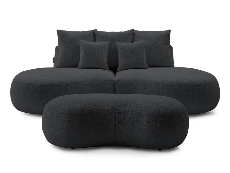 2er + 3er Sofa BOBOCHIC SAINT-GERMAIN Boucle-Stoff dunkelgrau