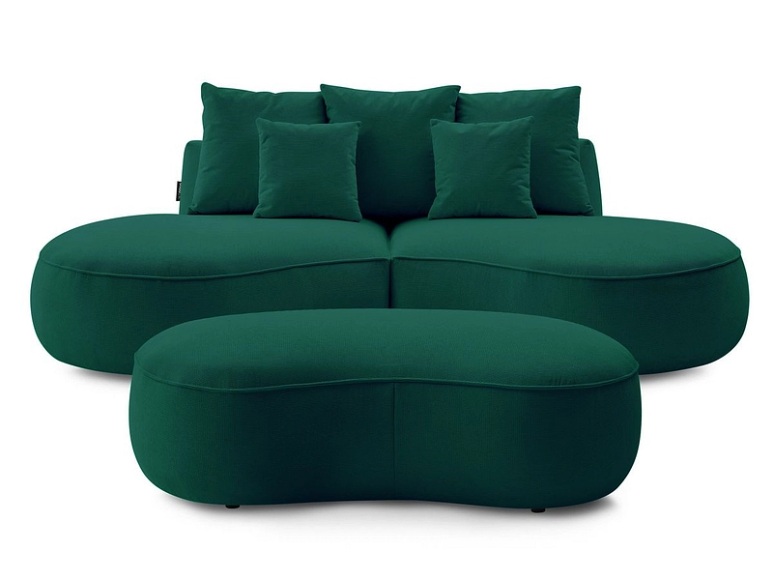 2er + 3er Sofa BOBOCHIC SAINT-GERMAIN Stoff mit Textur grün