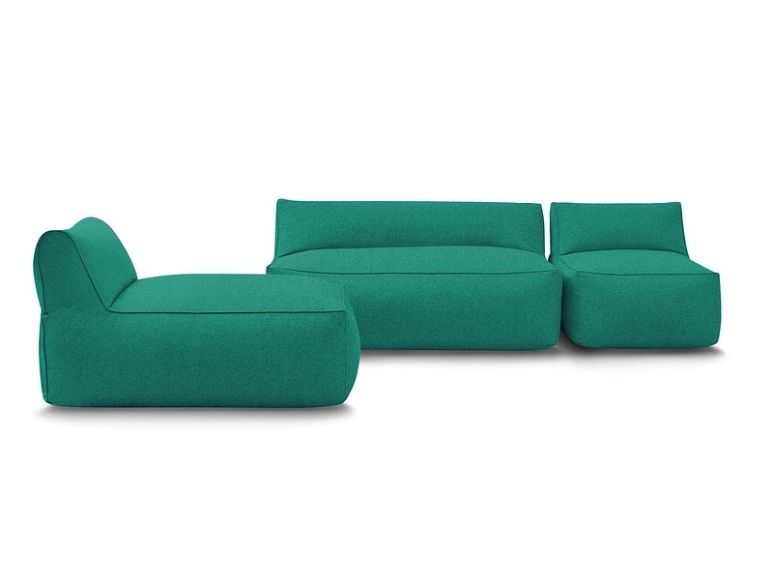 Gartensofa 4 Plätze RIVIERA Stoff hellblau