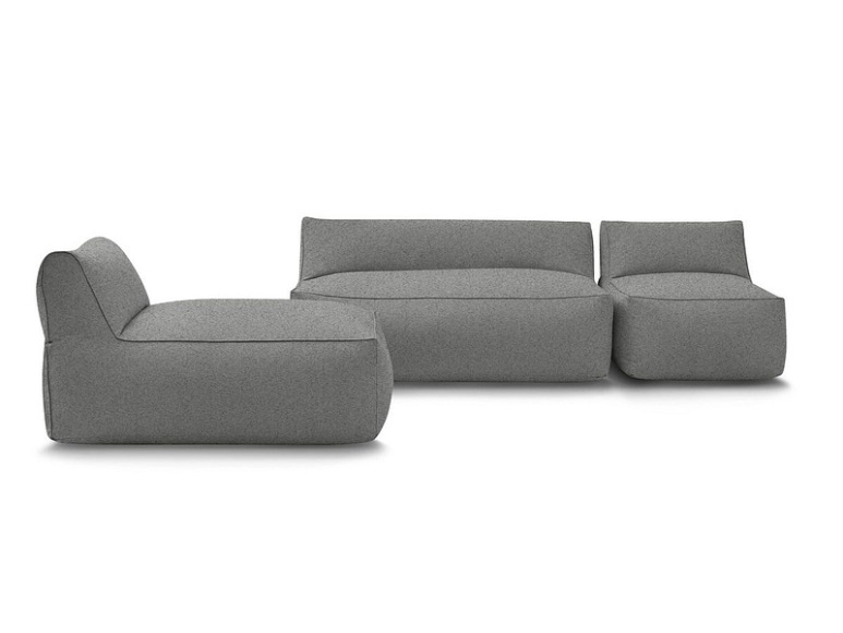 Gartensofa 4 Plätze RIVIERA Stoff dunkelgrau