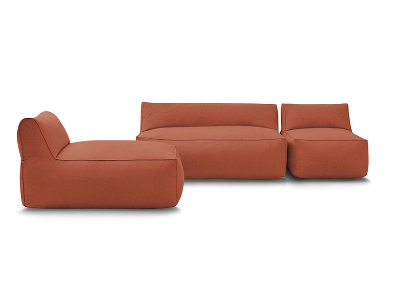 Gartensofa 4 Plätze RIVIERA Stoff orange